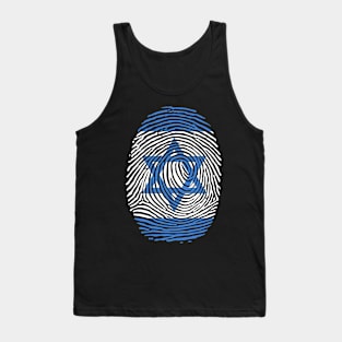 Israeli Flag Fingerprint Jewish Star of David Pride Israel Tank Top